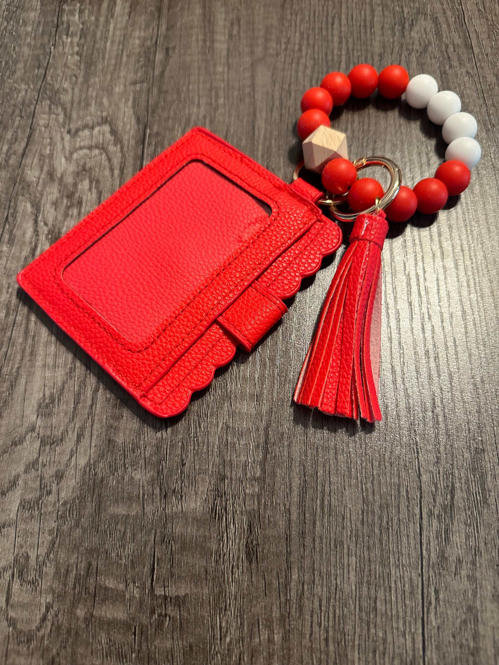 Red-Scalloped Edge-Wallet-Wristlet