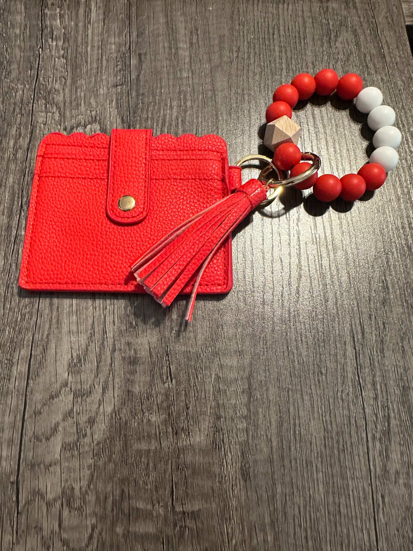 Red-Scalloped Edge-Wallet-Wristlet