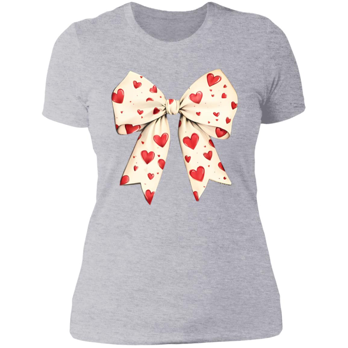 Large Bow with hearts - great for anytime wear - Heather Gray