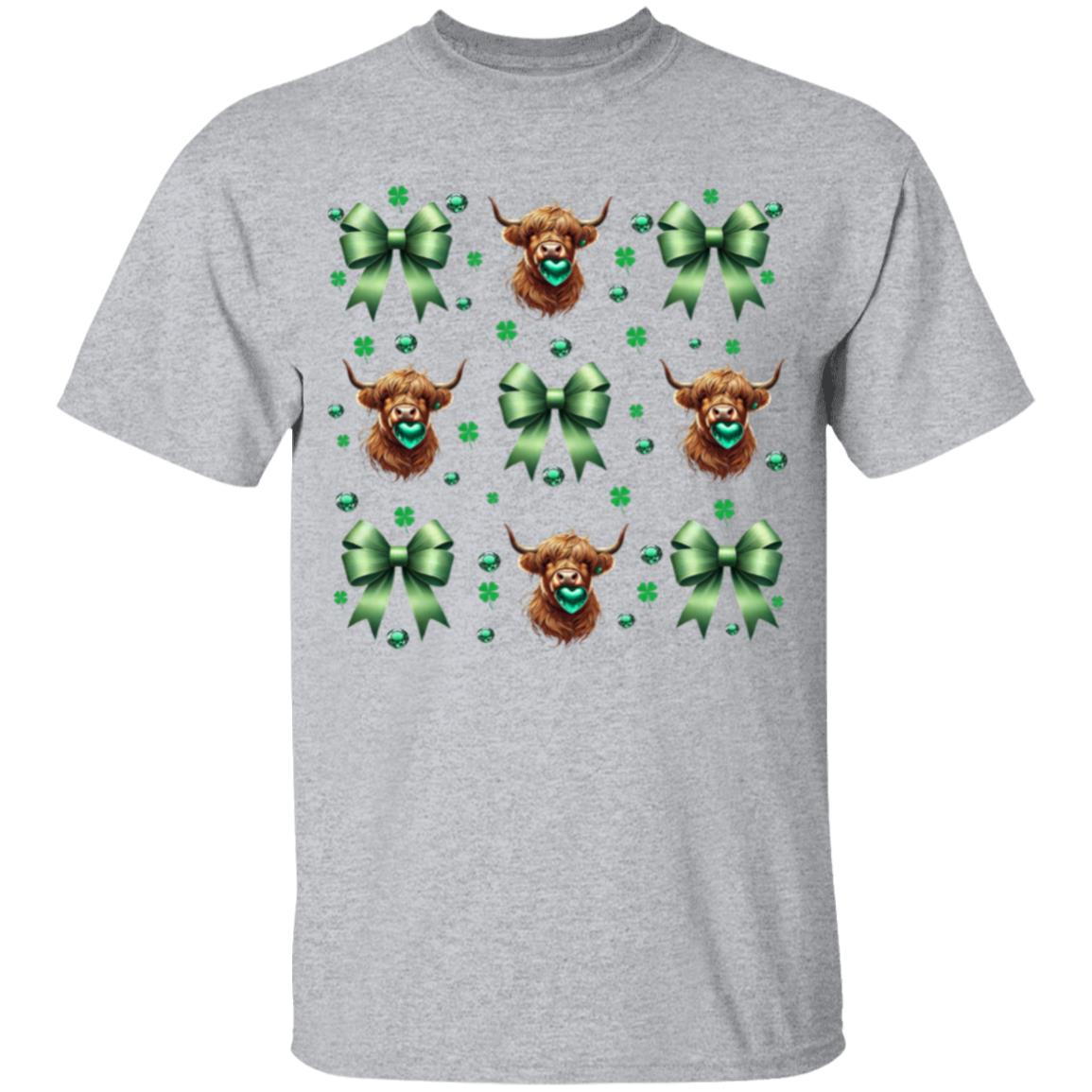 Green Highland cows G500B Youth 5.3 oz 100% Cotton T-Shirt