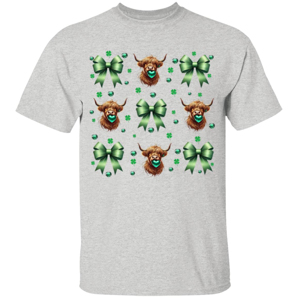 Green Highland cows G500B Youth 5.3 oz 100% Cotton T-Shirt